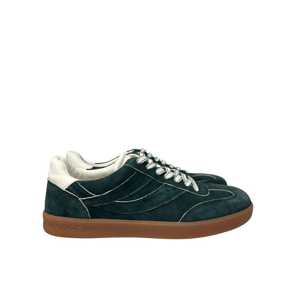Vince Mens 9 Green Suede Low Top Sneakers Gum Sole Casual Lace INSOLES MISSING - Picture 13 of 13
